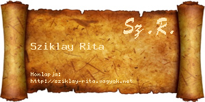 Sziklay Rita névjegykártya